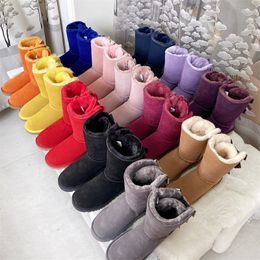 U Classic Women Snow Shoes Half Boots Winter Outdoor Shoes Full Fur Warmful Fluffy Furry Satin Ladies Middle Boot Diamond