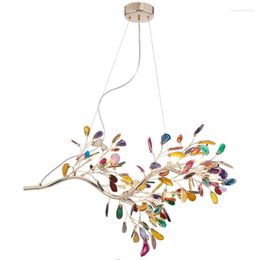 Pendant Lamps Zhongshan Factory Price Modern Natural Agate Living Room El Iron Lighting Chandeliers