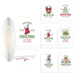 Gift Wrap 300Pcs/Roll Kraft Paper Christmas Name Tags Xmas Stickers DIY Present Sealing Label Decals Package Decoration