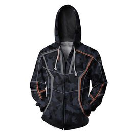 New Black Halloween Men's Hoodie Zipper Jacket fashion popular leisure time Pullover