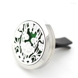 Pendant Necklaces 30mm Stainless Steel Lotus Flower Car Aroma Essential Oil Diffuser Vent Clip