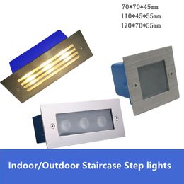 Led Stair Light Recessed Wall Lamp Indoor/Ourdoor Waterproof Nightlights for Step Balcony Kitchen Decor Footlight White Luminaire 110V/220V/DC12V