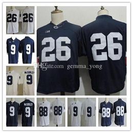 Men's College Football Jerseys 26 Barkley 9 Trace McSorley 88 Gesicki 2 Marcus Allen Navy White Stitched PSU Shirts