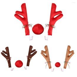 Interior Decorations Reindeer Antlers And Nose Set Car Window Roof-Top Front Grille Hanger Decoration Decor Christmas Ornaments Accessories