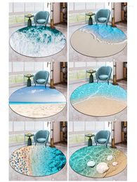 Carpets Teen Room Bedside Mat Sea Beach Round Rug Living Sofa Table Bathroom Armchair