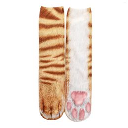 Women Socks Men's Cotton Leopard Funny Double-Side 3D Printed Animal Cute Casual Warm Foot Hoof Simulation Sock 40cm