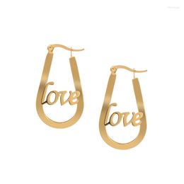 Hoop Earrings Titanium Steel Dangle For Women Gold Colour Geometric Custom Name Drop Earring Bijoux Femme 2022 Trend