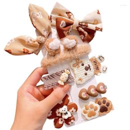 Hair Accessories Children Hairpin Bangs Clip Girls Coffee Milk Tea Color Cartoon Bear Pins Kids