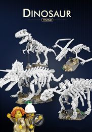 Model Engine Kits Lepin Toys Brand Kaizhi Building Block Jurassic Dinosaur Luminous Fossil Skeleton Dinosaur Assembly Diy Gift Halloween Kids Adults