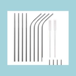 Drinking Straws 304 Stainless Steel Drinking Sts 8.5"/ 9.5" /10.5" Bent And Straight Reusable Metal St Bar Tools Drop Delivery 2021 Dhzvk