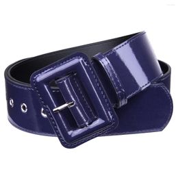 Belts Fashion Wide Belt Female Dress Patent Leather Mens Square Buckle Black Chic Ladies Adjustable Waistband