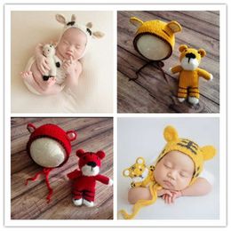 Christening dresses Children Photography Costume Calf Tiger Rabbit Baby Full Moon Animal Shaped Hat Doll Type Newborn Photography Props Accessories T221014