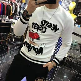 Mens Designer Sweater Diamond O Neck Bolt Dog Spring Pullover Tops Embroidery Fashion Freestyle Jumper Hip Hop