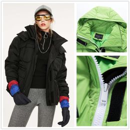 Winter Outdoor sports designer Womens Down Jacket Green Color with A Hood Fashion Coat
