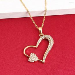 Pendant Necklaces Est Fashion Classic Zircon Crystal Jewellery Accessories Heart Star Gold Colour Necklace Gift For Girl