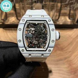 Luxury mens Mechanics Watches Wristwatch Wine Barrel Watch Rm035 Series 2824 Automatic Mechanical White Carbon Fiber Tape for Men