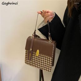 Evening Bags Shoulder Women Vintage Houndstooth Female Daily Crossbody Handbags Luxury Design For Ladies Korean Stylish Quality Texture