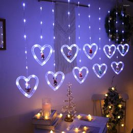 Strings Garland Curtain EU 220V Led Heart Shaped Christmas Ramadan Decoration Fairy String Lights For Party Home Wedding Year Decor