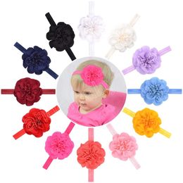 Fashion Artificial Flowers Baby Girls Hairband Solid Colour Handmade Floral Elastic Headband Infant Headwear Holiday Gift