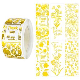 Gift Wrap Small Business Decor 120Pcs Gold Foil Thank You Stickers Seal Labels Rectangle Bronzing Leaves For Box Packaging