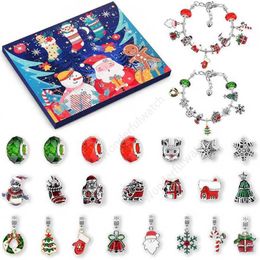 Christmas Charm Bracelet Making Kit For Girls 24 Days Christmas Countdown Calendar Gift Box DIY Beaded Advent Christmas Bracelet 100pcs DAW499