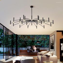 Pendant Lamps 36W 72W Postmodern LED Chandelier Lighting For Living Room Restaurant White Or Black Hall Designer Iron Hanging Lamp Fixtures