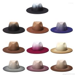 Berets Fashion Jazz Hat Wide Brim Gentleman Cowboy Gradient Colour Top Costume For Christmas Halloween JY21 22 Dropship