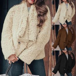 Women's Fur Elegant Womens Ladies Warm Faux-Fur Coat Jacket Plush Overcoat Solid Colors Long Sleeve Thick Casual Cardigan Teddy Outerwear