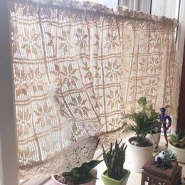 Curtain Country Style Beige Crochet Pattern Home Decorative Short Multi-function Partition Door Customise