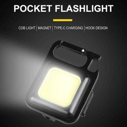 Flashlights Torches Mini LED Flashlight Work Light rechargeable Glare COB Keychain Light Portable Flashlight Outdoor Camping Small Light Hot L221014
