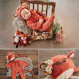 Christening dresses Newborn Photography Props Boys and Girls Knitted Jumpsuits Crochet Tiger Suits Baby Photo Clothing Auxiliary Styling Accessories T221014
