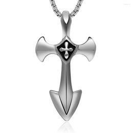 Chains Gothic Design Fashion Men's Necklace Silver Plated Titanium Stainless Steel Cross Sword Pedant Templar Elegant Charm Jew