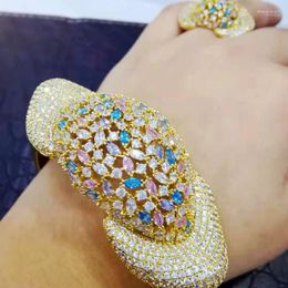 Necklace Earrings Set & Blachette Luxury Disco Ball African Bangle Ring 2PCS For Women Wedding Engagement Party Daily Fashion Dubai