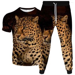 Men's Tracksuits Men's Women Fashion 3D Print Animal Leopard Tracksuit Male Female T-Shirt Trousers Pants 2Pcs Sets Suit Plus Size S-6XL