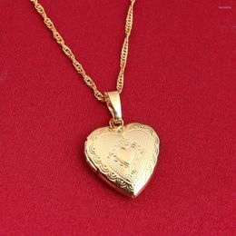 Pendant Necklaces Gold Color For Women Necklace Jewelry 24K Fashion Cute Heart Chain