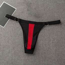 Underpants Men Mesh Bulge Pouch G-string Thong Bikini Underwear Low-rise T-Back Tanga Men's Hoop Simple Sexy T-pants Panties