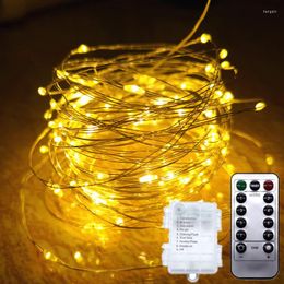 Strings LED String Lights Remote Control Copper Wire Battery Powered 8 Mode Outdoor Fairy Garland Christmas Year Decoration Festoon