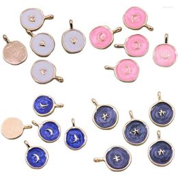 Charms 6pcs Moon Pentagram18 25mm Zinc Alloy Round Enamel Mini Sweet Heart For DIY Necklaces Bracelets JewelryAccessories