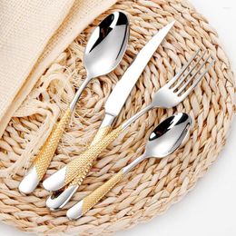 Flatware Sets 16/20/24/28 Pieces Luxury Gold Plated Cutlery Set Dishwasher Safe 18/10 Stainless Steel Silverware For Wedding