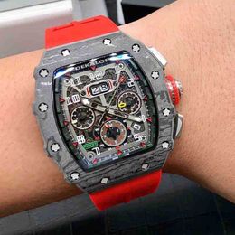A Original 1 to 1 Watches Fashion Men's Luxury Mechanics Richa RM Devils Carbon Fiber Black Technology Mill Same Mechanical Mir Rm056 4ROM