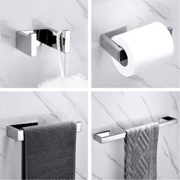 Bath Accessory Set Stainless Steel Adhesive Bathroom Accessories Chrome Silver Towel Bar Hook Wall Ring Toilet Paper Holder