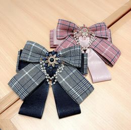Brooches Pearl Ribbon Bow Brooch Collar Necktie Accessories Corsage Pins Shirt Neck Tie Bowknot For Women Jewellery