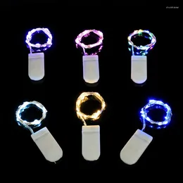 Strings 10 LED Silver Copper Wire String Lights Waterproof Halloween CR2032 Battery Holiday Party Wedding Christmas Decorations
