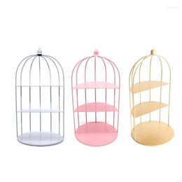 Bakeware Tools 3 Tier Iron Cupcakes Stand Tiered Serving Cake Rack Bird Cage Shape Dessert Stands Pastry Tray For Wedding Party