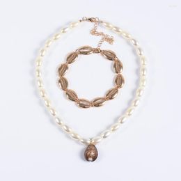 Choker Fashion Faux Pearl Beaded DIY Necklace Women Handmade Natural Seashell Jewelry Shells Pendants Necklaces Woman