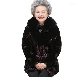 Women's Fur Middle-Aged And Elderly Women's Wear For Moms Winter Mink Coat Grandma's Clothes Cotton Jacket Plus Velvet Thickened