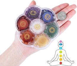 Decorative Figurines Healing Stone Reiki Balancing Tumble Chip Crystal Wicca Stones Kit Polished Engraved Palm Pocket 7 Chakra