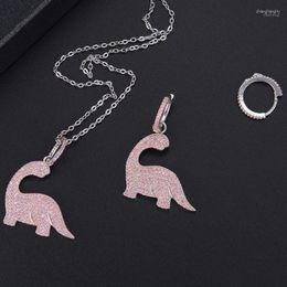 Necklace Earrings Set & Pink Lovely Animal Asymetry Sets For Women Wedding Engagement Jewlery