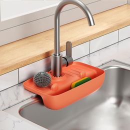 Table Mats Silicone Faucet Mat Sink Holder Drain Pad For Kitchen Bathroom Countertop Organizer Shelf Splash Soap Dispenser Quick Dry Tray