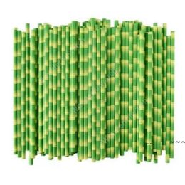 Paper Straws 19.5cm Disposable Bubble Tea Thick Bamboo Juice Drinking Straw lot Eco-Friendly Milk-Straw Birthday Wedding Party Gifts 500 lots DAW503